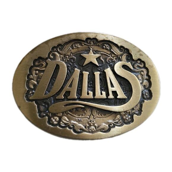 Vtg Dallas Cowboys Solid Bronze Belt Buckle 1984 80s NFL Texas Football - Picture 1 of 9